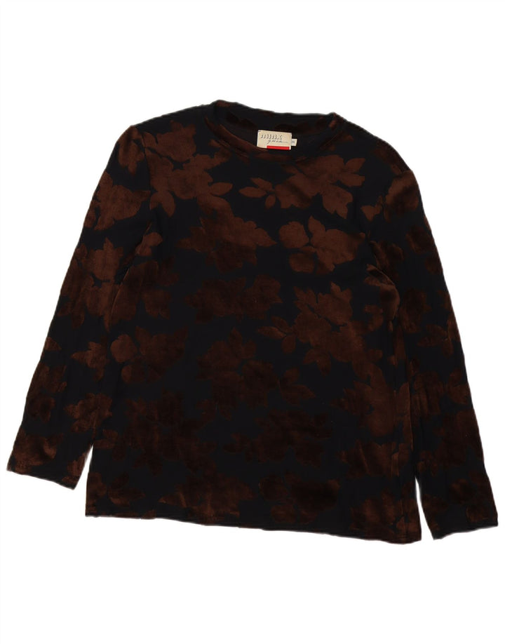 MINX BY EVA LUTZ Ženska majica od velura dugih rukava EU 38 srednje crna cvjetna