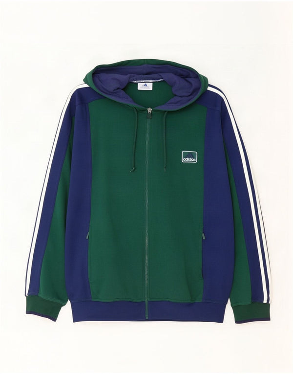 Adidas muški pulover s kapuljačom na patentni zatvarač UK 42/44 veliki zeleni poliester u boji