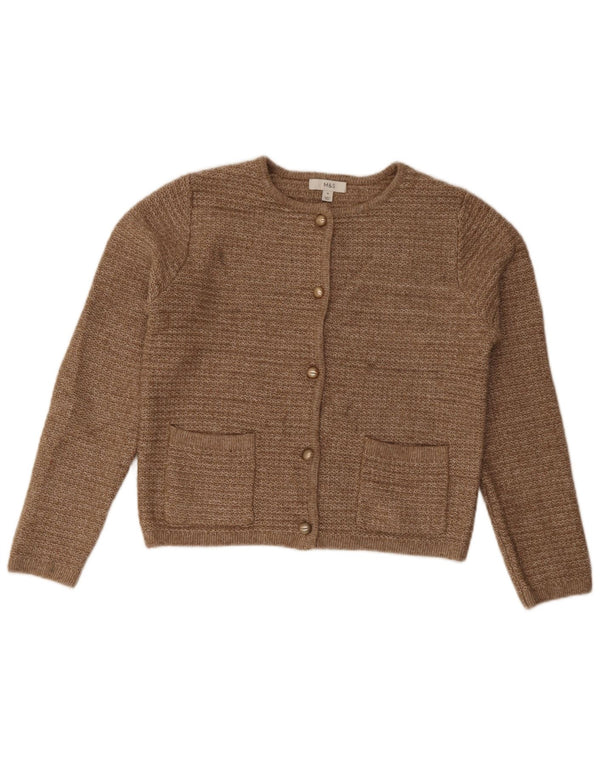 Marks & Spencer ženski kratki kardigan pulover UK 14 srednje smeđi poliester