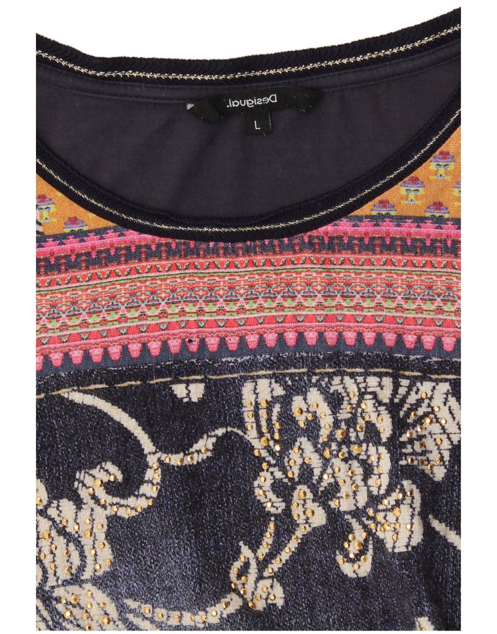 DESIGUAL Ženska majica s grafičkim motivima 3/4 rukava UK 14 Large Grey Floral