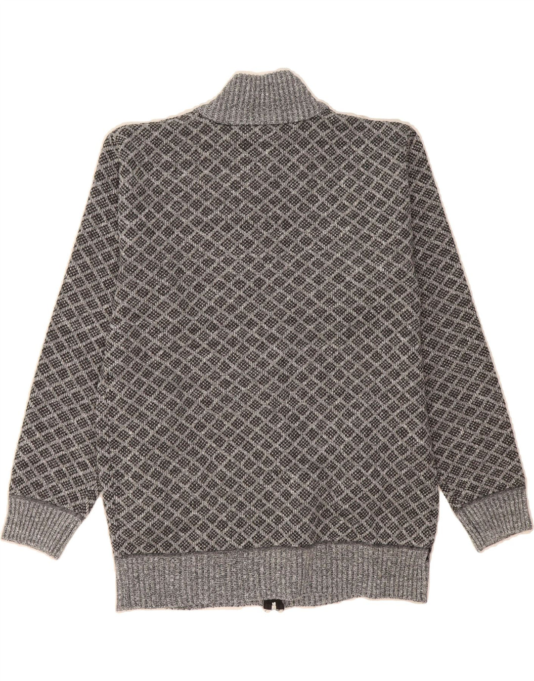 VINTAGE Mens Cardigan Sweater XL Grey Argyle/Diamond Polyester Vintage Vintage and Second-Hand Vintage from Messina Hembry 