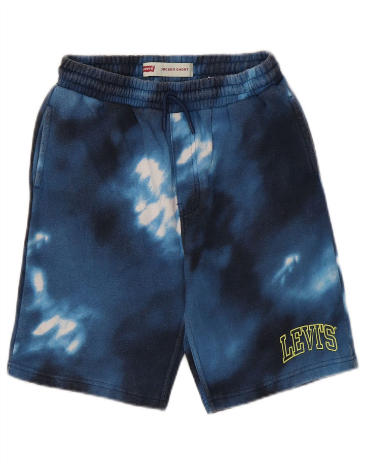 LEVI'S Boys Graphic Sport Shorts 12-13 Years Large Blue Tie Dye Pamuk