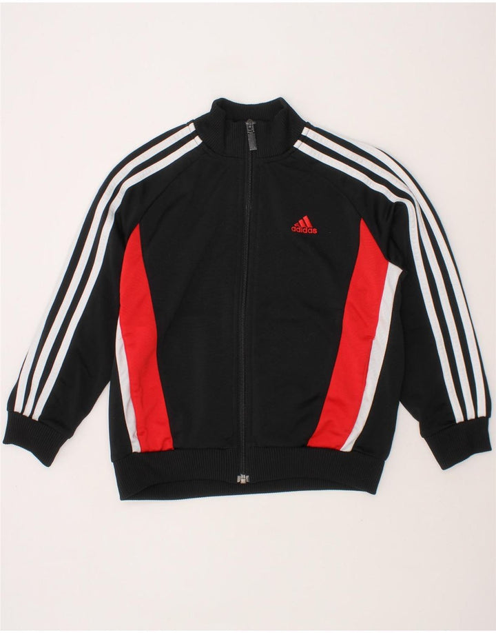 ADIDAS Boys Tracksuit Top Jacket 7-8 Years Black Colourblock Polyester Vintage Adidas and Second-Hand Adidas from Messina Hembry 
