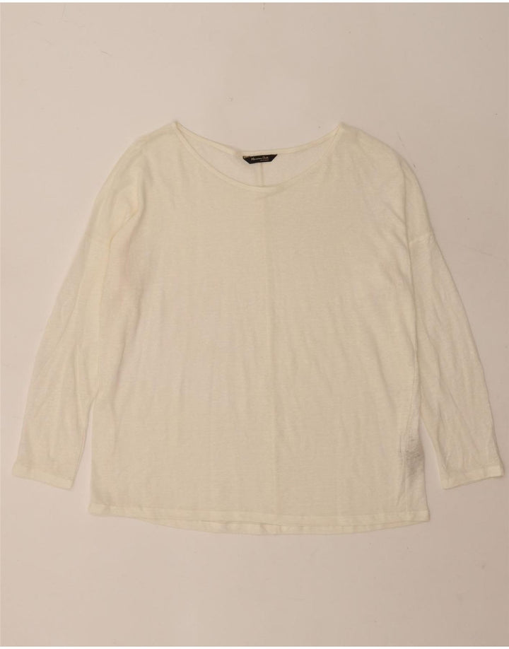 Ženska majica dugih rukava Massimo Dutti UK 16 Large Off White Lan