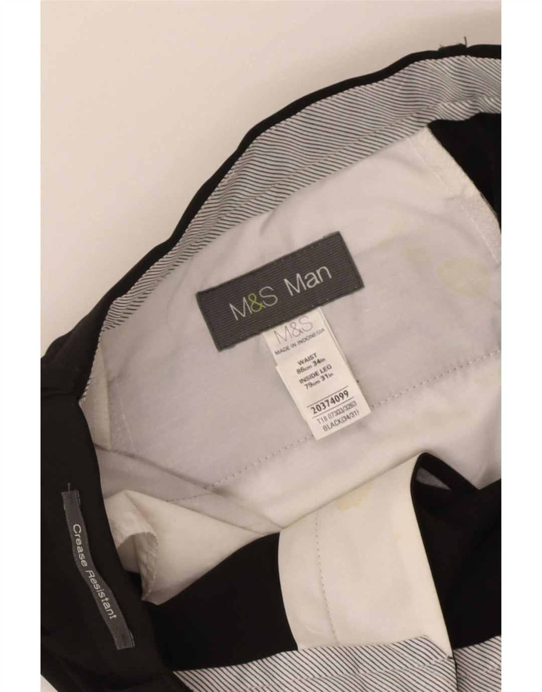 Marks & Spencer muške hlače s štipaljkama W34 L31 crni poliester