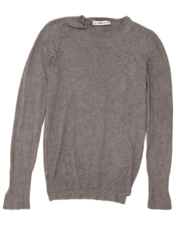 Zara Womens Boat Neck Jumper Sweater UK 12 Medium Grey Flecked
