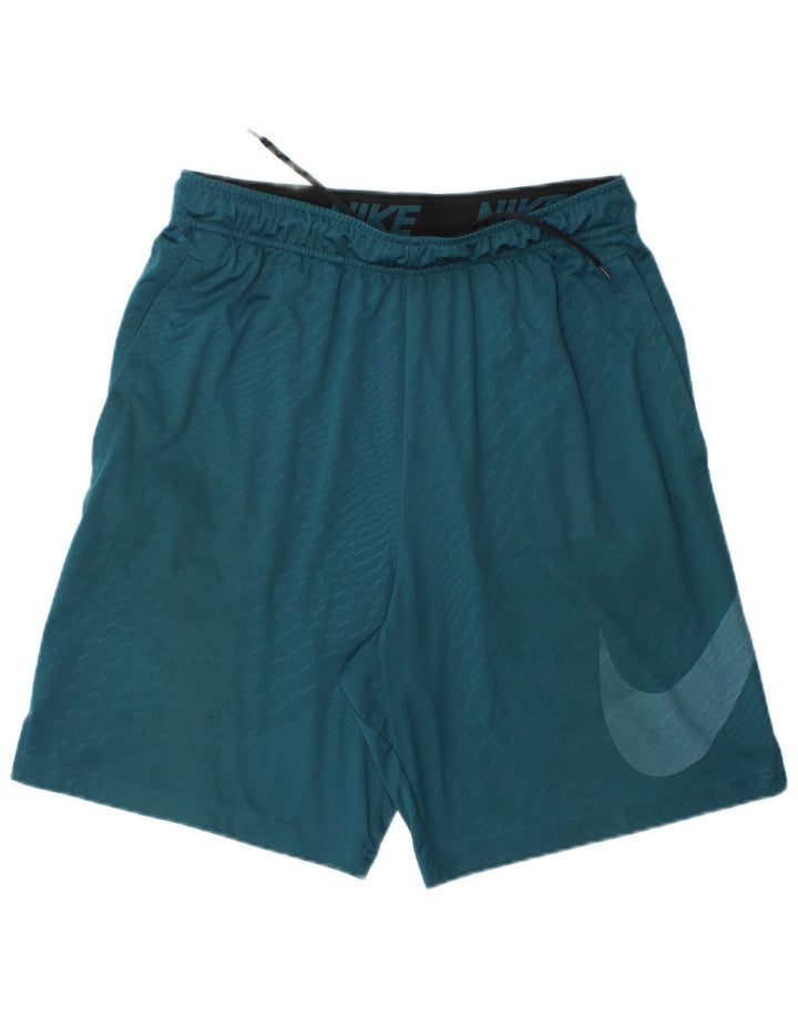 Nike muške Dri Fit grafičke sportske kratke hlače srednje plave pruge od poliestera