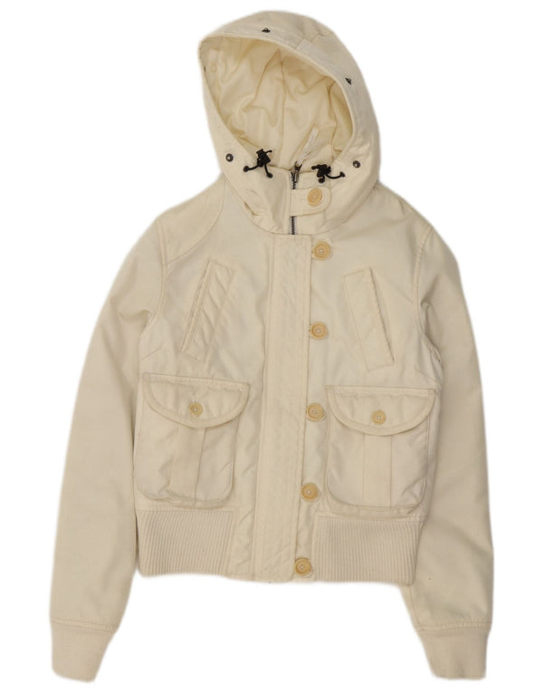 Woolrich ženska podstavljena bomber jakna s kapuljačom UK 14 srednje bijele najlonske boje