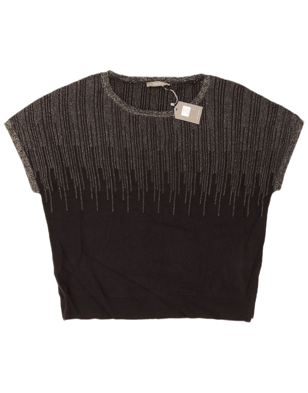 OASIS Womens Blouse Top UK 16 Large Black Striped Acrylic