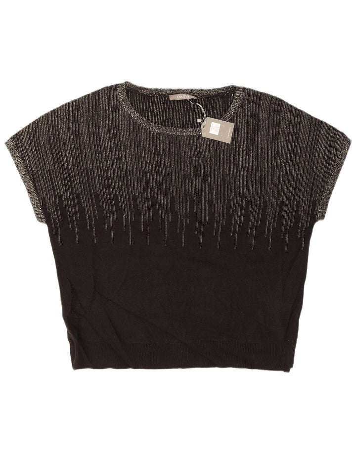 OASIS Womens Blouse Top UK 16 Large Black Striped Acrylic