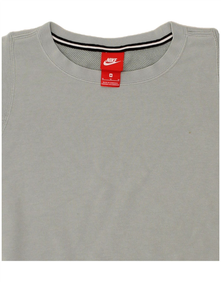 NIKE Womens Oversized Crop Sweatshirt Jumper UK 14 Medium Grey Cotton Vintage Nike and Second-Hand Nike from Messina Hembry 