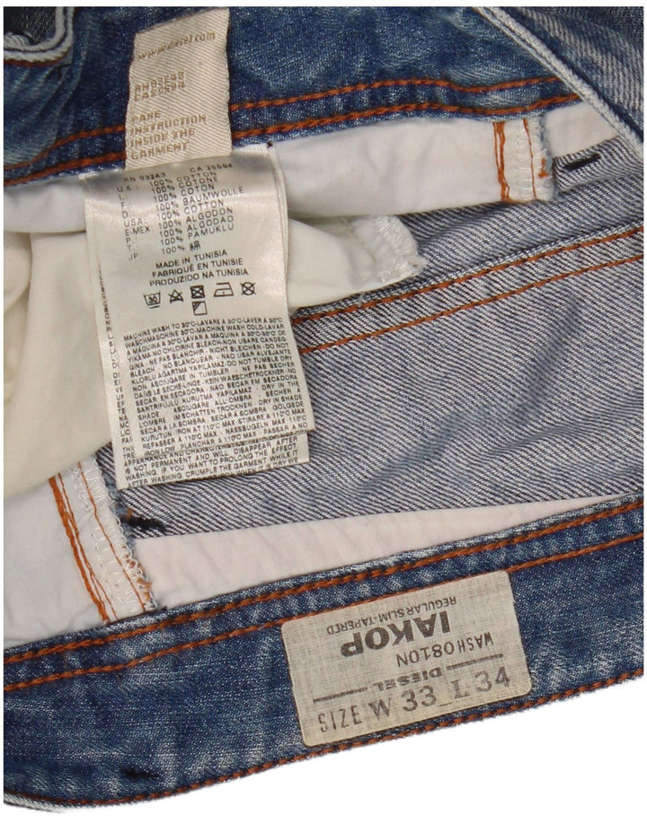 Diesel Mens Iakop Distressed Slim Jeans W33 L34 Plavi pamuk