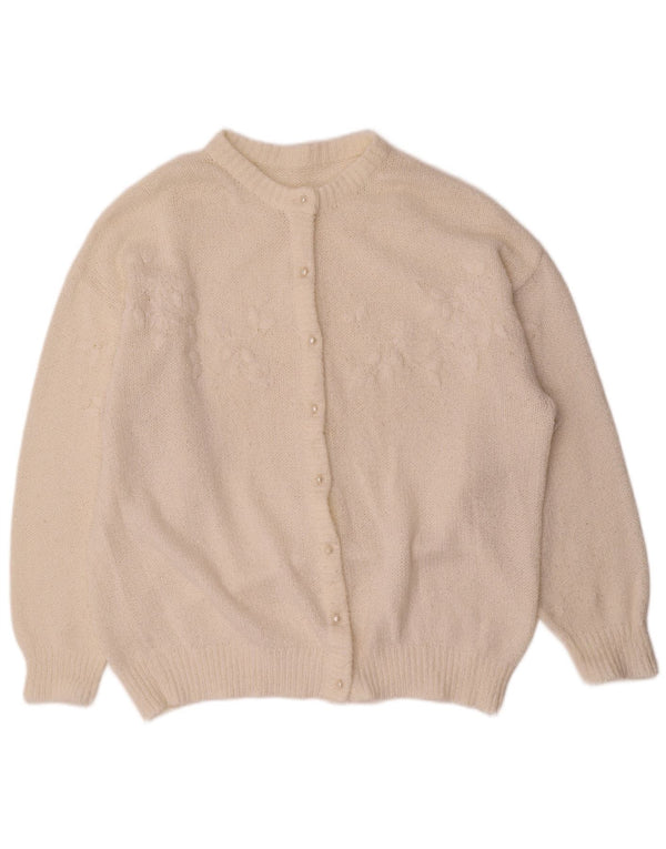 Vintage ženski kardigan džemper UK 18 XL bijeli akril