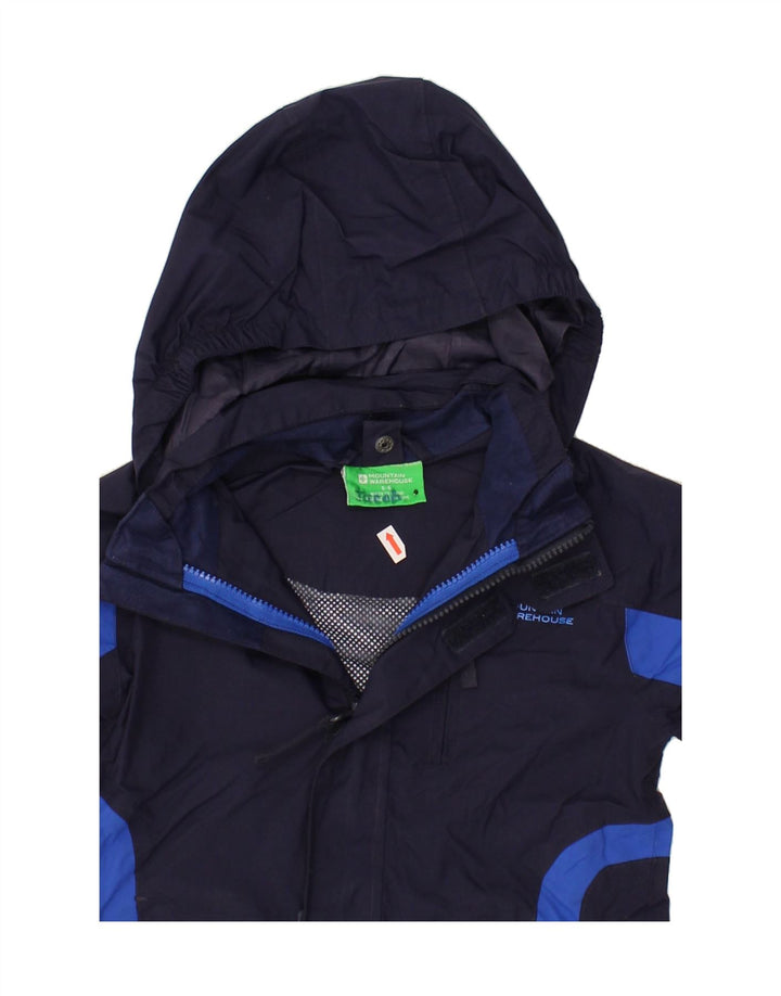 MOUNTAIN WAREHOUSE Boys Hooded Rain Jacket 5-6 Years Navy Blue Colourblock Vintage Mountain Warehouse and Second-Hand Mountain Warehouse from Messina Hembry 