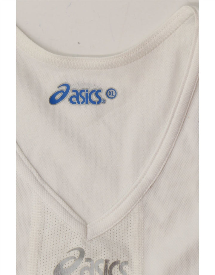 ASICS Womens Vest Top UK 18 XL White Colourblock Polyester Vintage Asics and Second-Hand Asics from Messina Hembry 