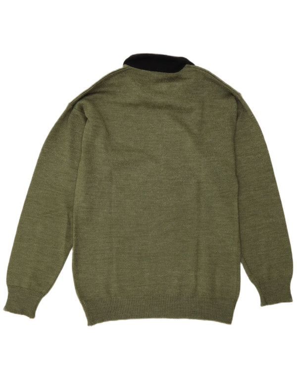 Vintage muški džemper s polo ovratnikom srednje zelene boje