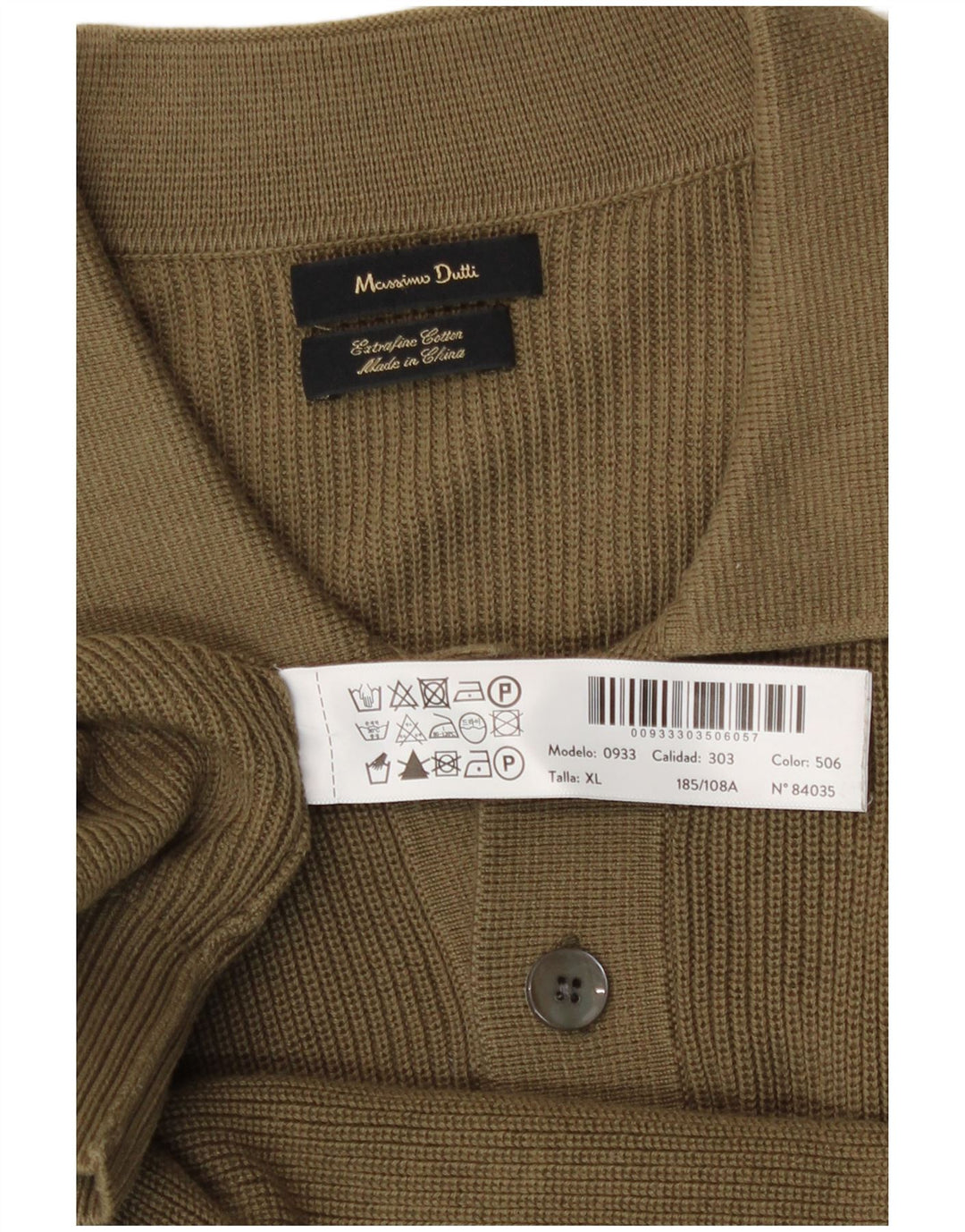 Massimo Dutti muški pulover s polo ovratnikom XL kaki pamuk