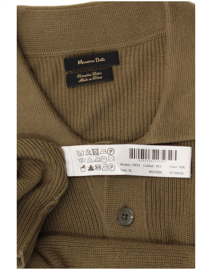Massimo Dutti muški pulover s polo ovratnikom XL kaki pamuk