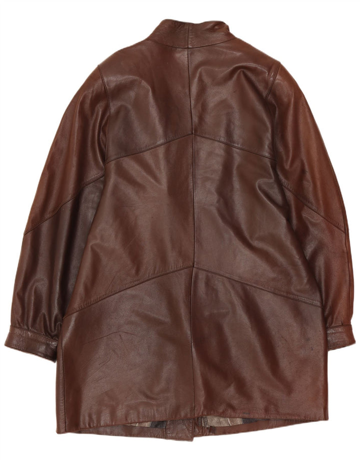 Vintage ženski preveliki kožni kaput UK 14 srednje smeđe boje