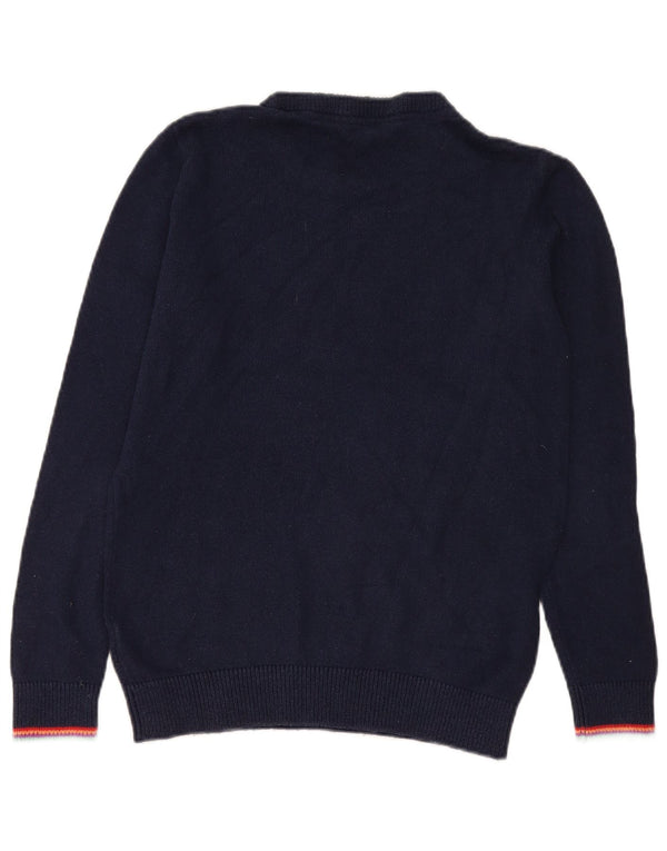 Crew Clothing Womens Graphic Neck Jumper Sweater UK 12 Medium Navy Blue