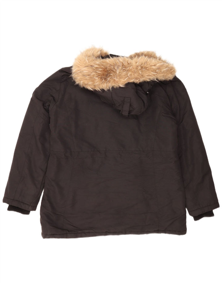 Superdry ženska velika parka jakna s kapuljačom UK 16 Veliki crni najlon