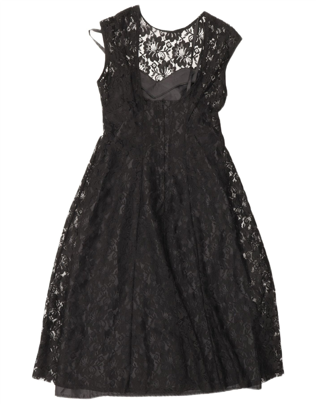 KLASIČNA ženska haljina A-kroja UK 12 Srednji crni cvjetni najlon