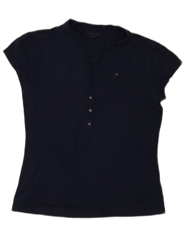 TOMMY HILFIGER Womens Polo Shirt UK 12 Medium Navy Blue Cotton