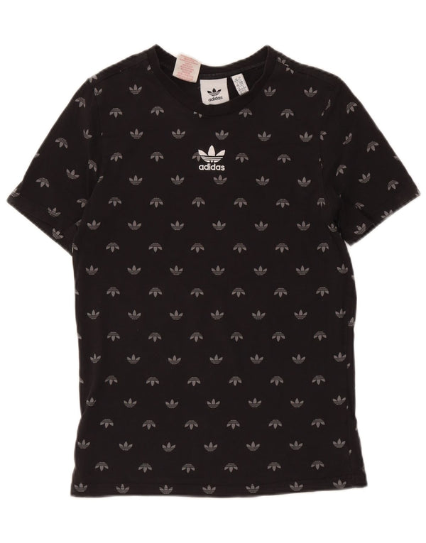 Adidas Boys Graphic T-Shirt Top 13-14 Years Black Cotton