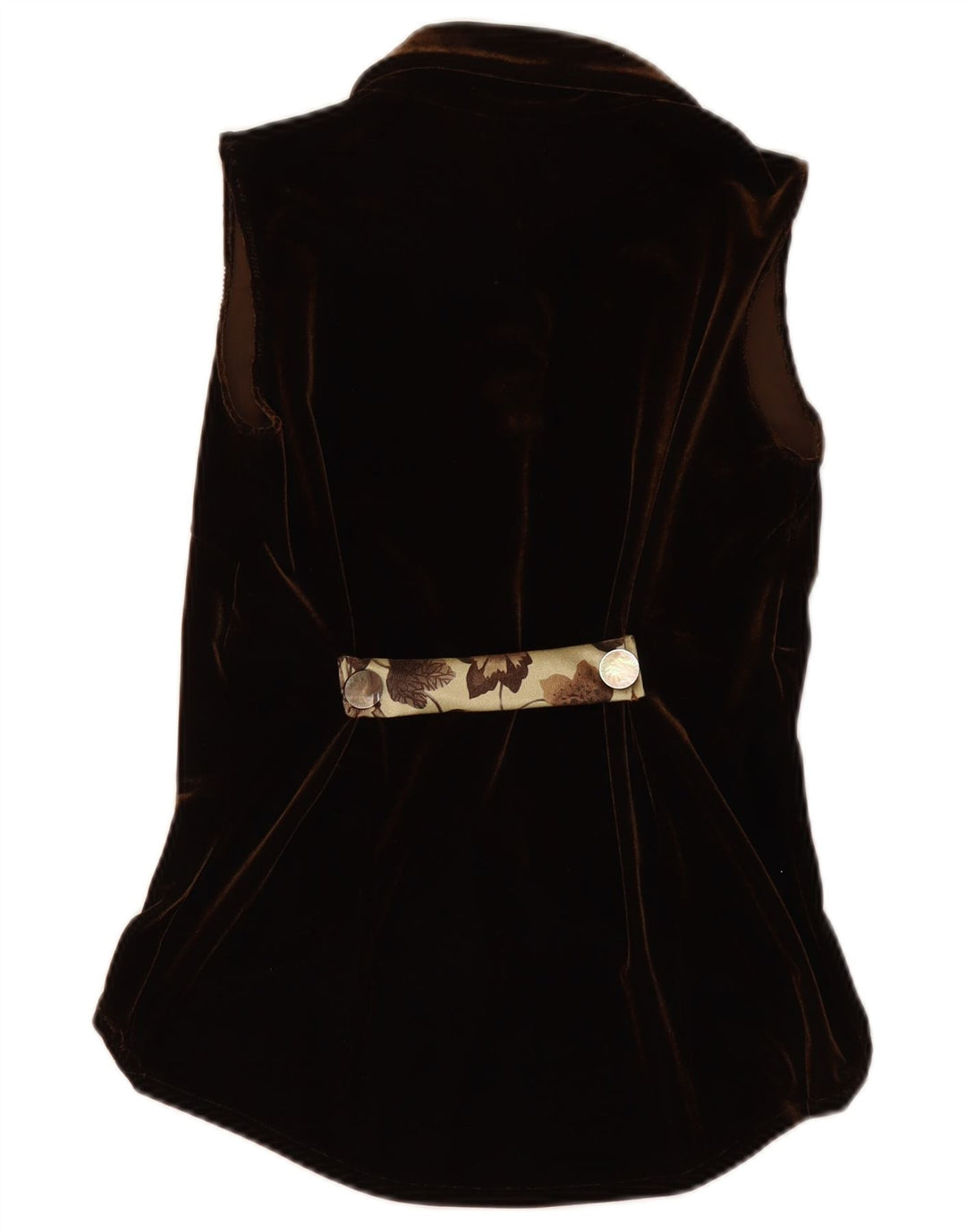 VINTAGE Ženska košulja bez rukava od velura UK 12 Srednje smeđa cvjetna