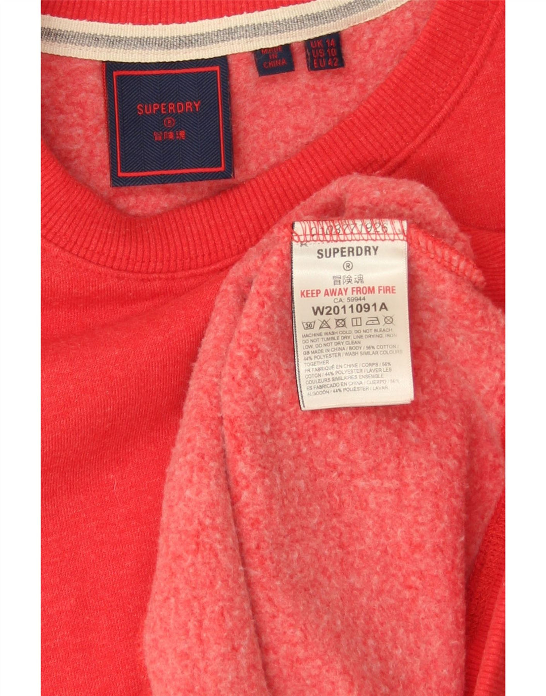 Superdry ženska prekomjerna majica s kratkim rukavima UK 14 Veliki crveni pamuk