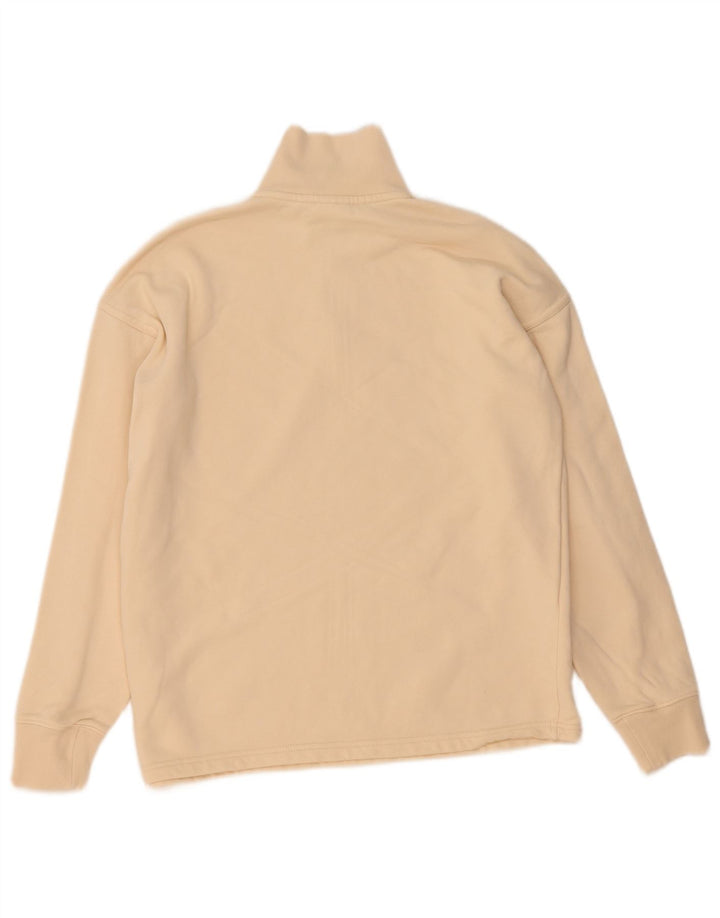 ADIDAS Womens Oversized Zip Neck Sweatshirt Jumper UK 8 Small Off White