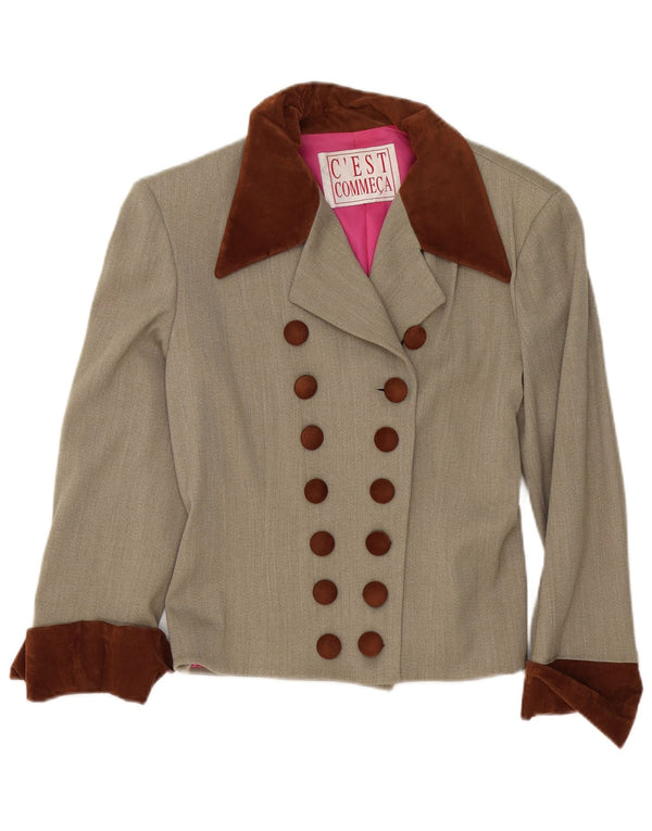 C'EST COMMECA Womens Blazer Jacket UK 12 Medium Grey Colourblock