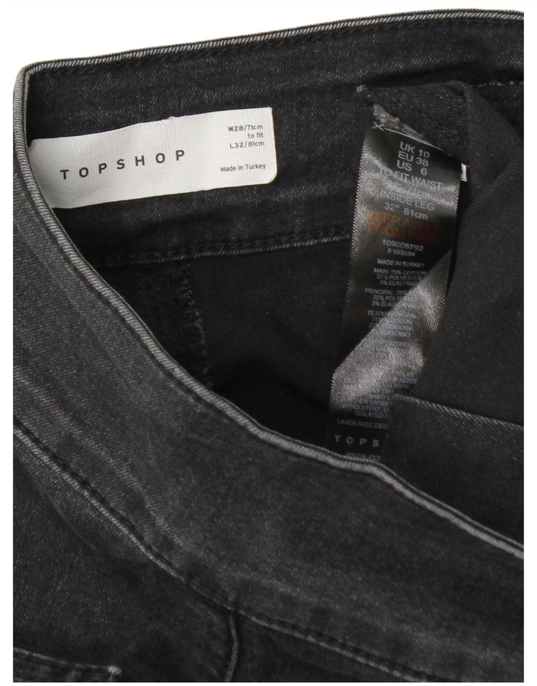 Topshop ženske lepršave traperice W28 L32 sivi pamuk