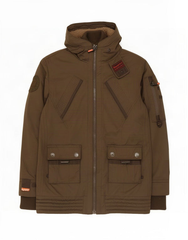 Superdry ženska jakna parka s kapuljačom UK 40 veliki smeđi poliester