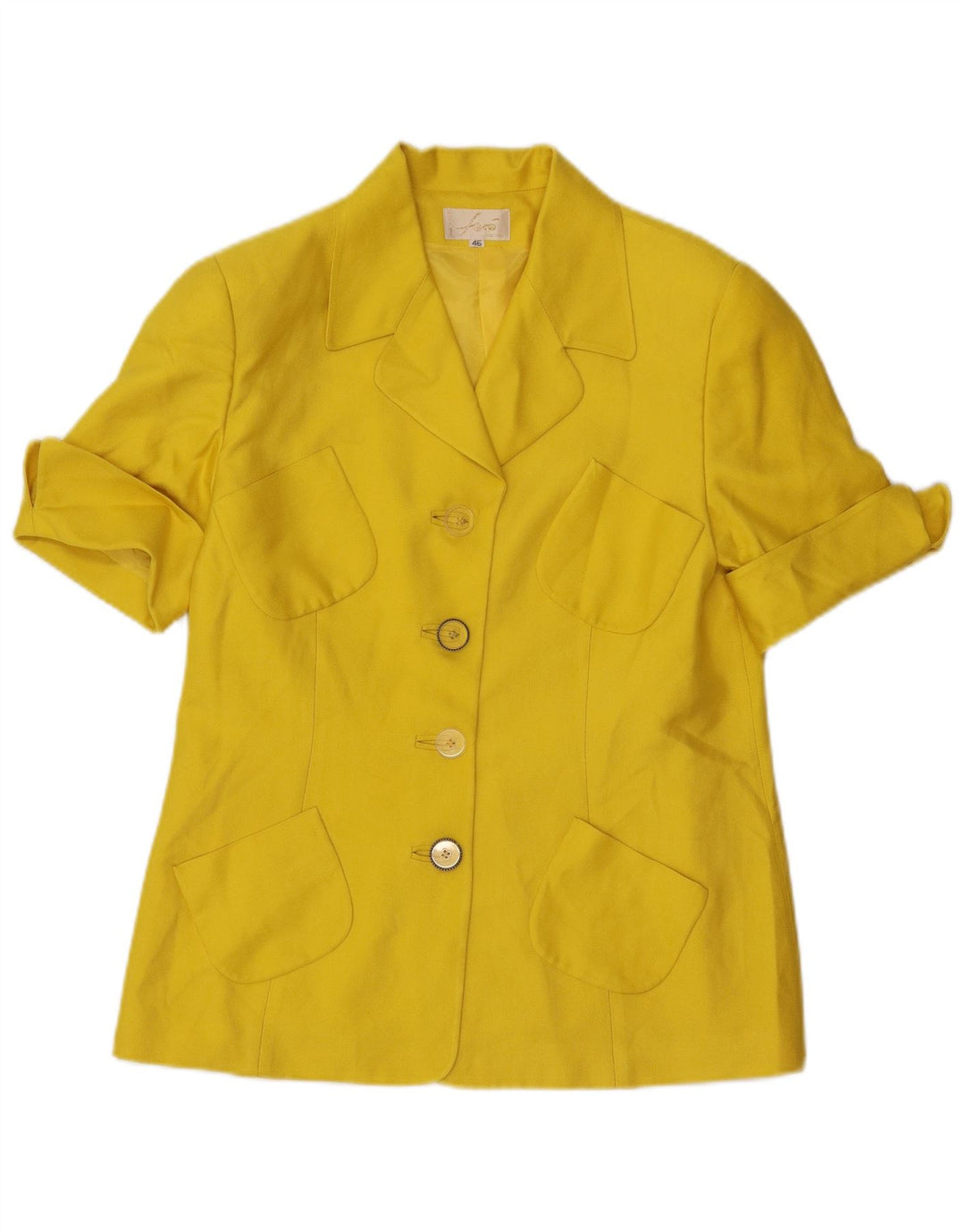 Vintage ženski dvodijelni komplet suknji s 4 gumba IT 46 Large W32 Žuta svila