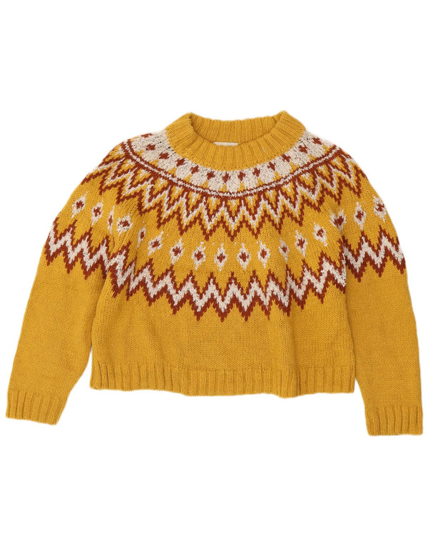 Topshop ženski pulover s okruglim izrezom UK 14 Large Yellow Fair Isle