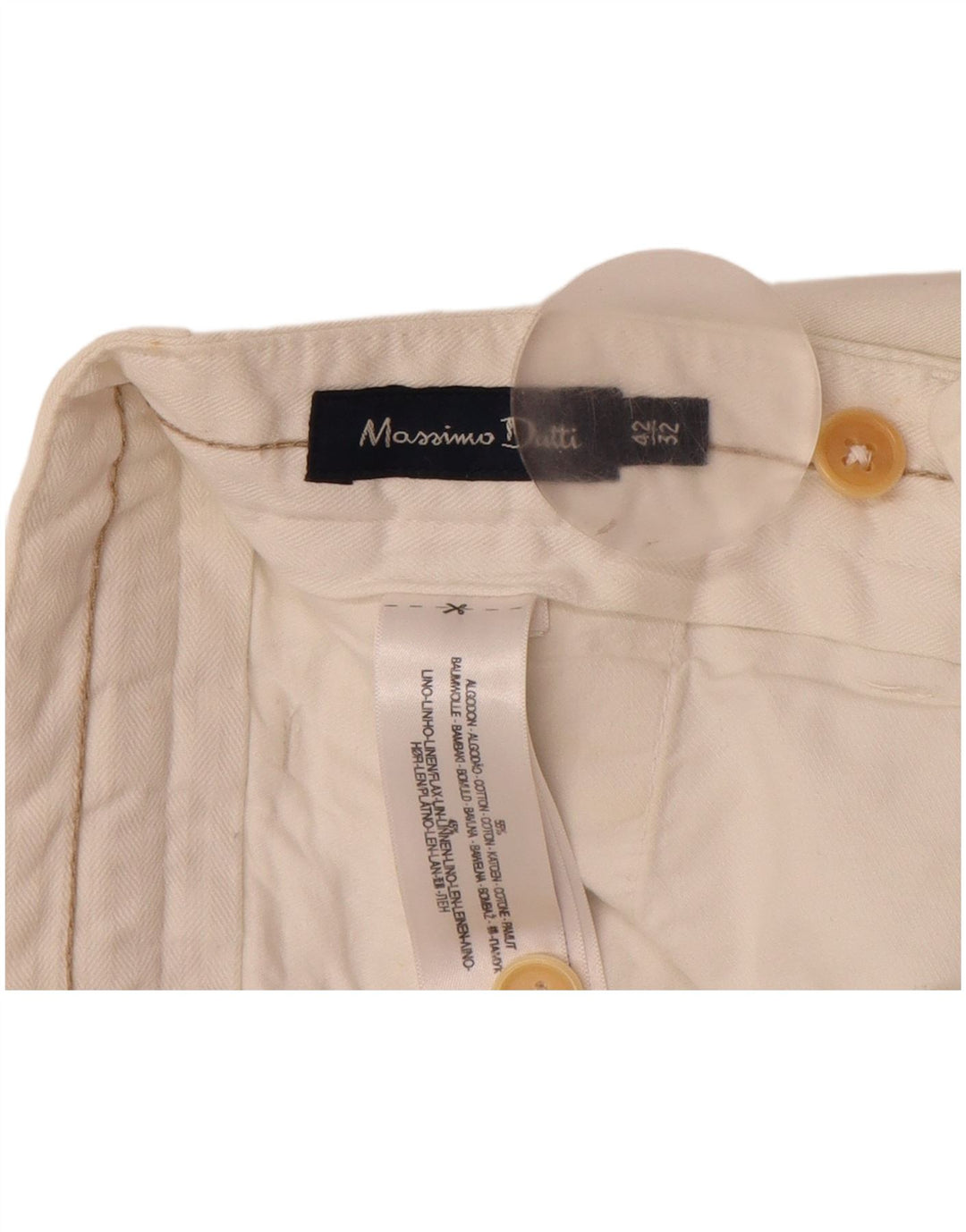 MASSIMO DUTTI Muške hlače ravnog odijela EU 42 Large W32 L32 Off White