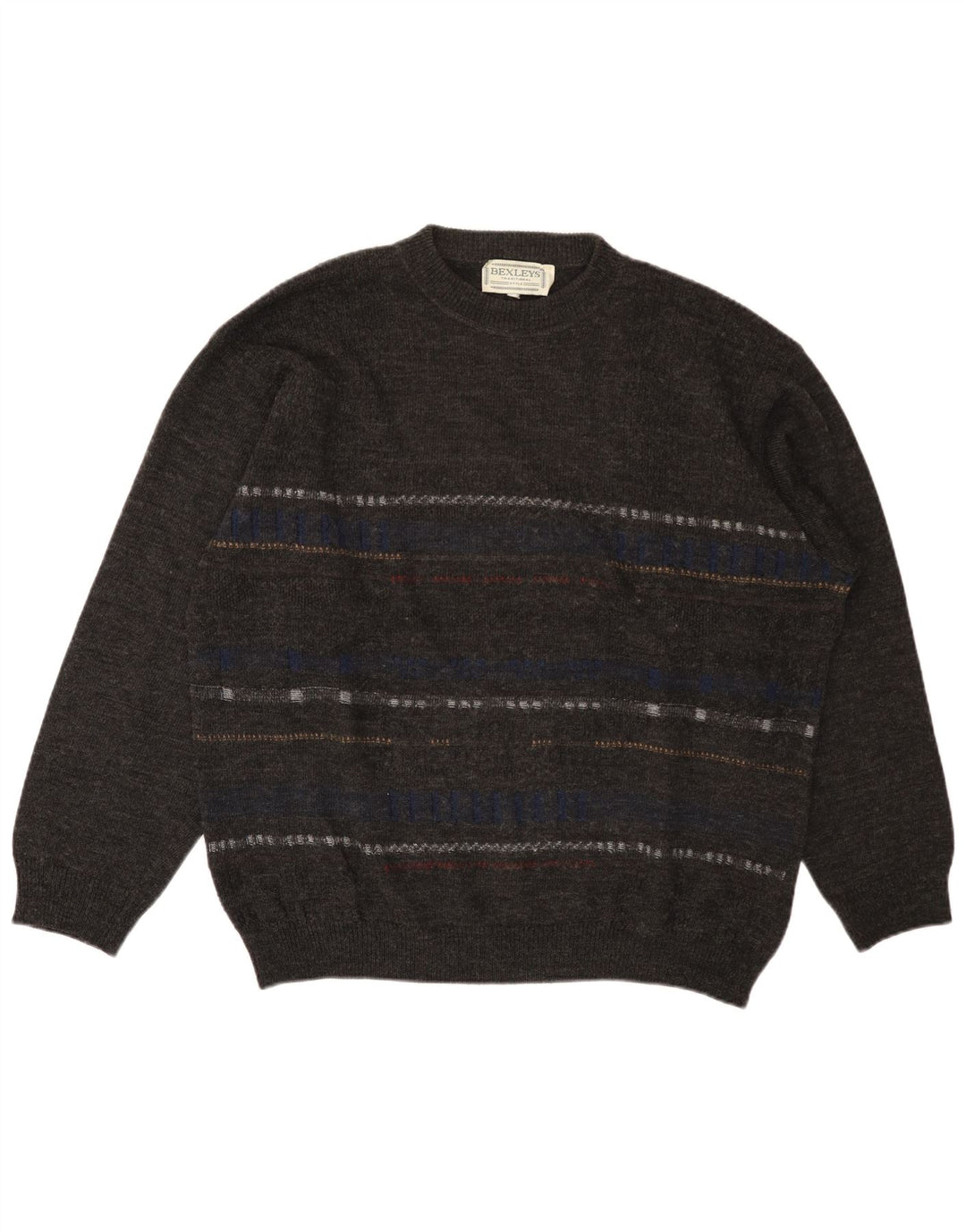 BEXLEYS muški džemper s okruglim izrezom XL sivi prugasti poliakril