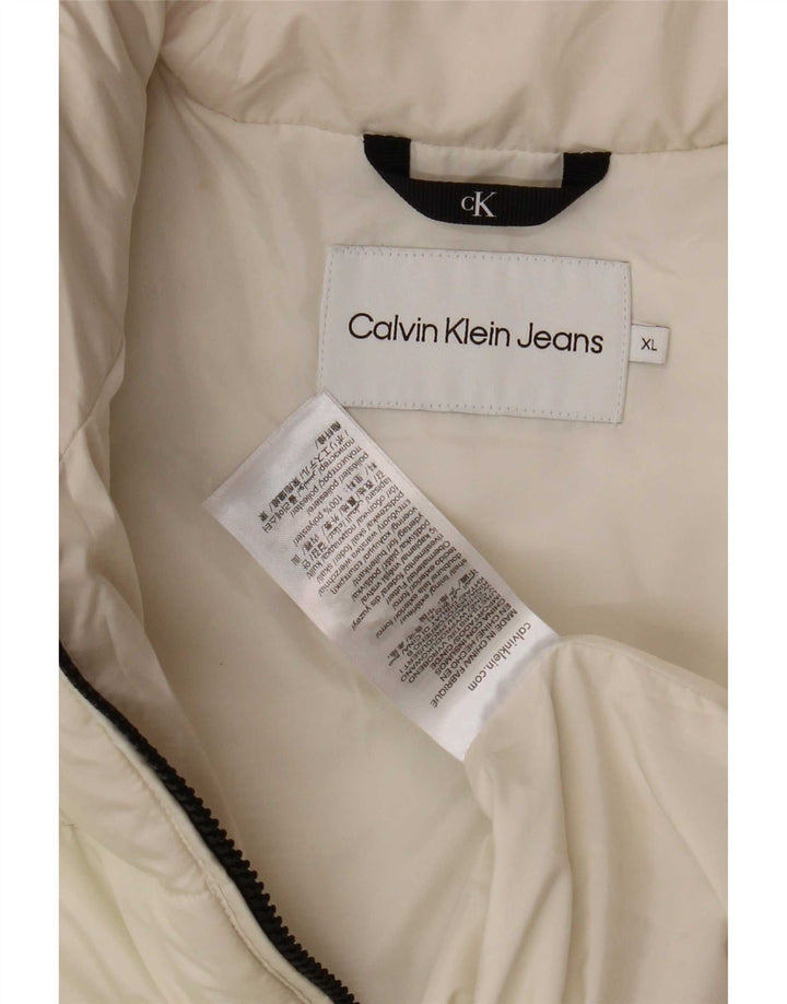 Calvin Klein Jeans Ženska grafička podstavljena jakna UK 18 XL bijeli poliester