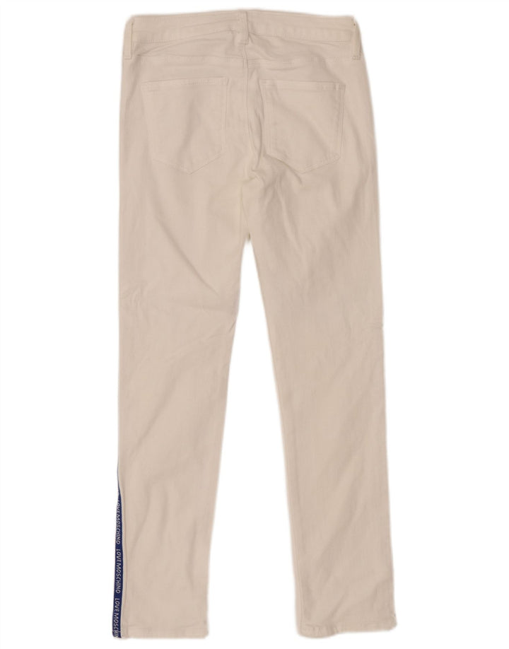 MOSCHINO Ženske uske traperice s grafikom W26 L26 Bijele