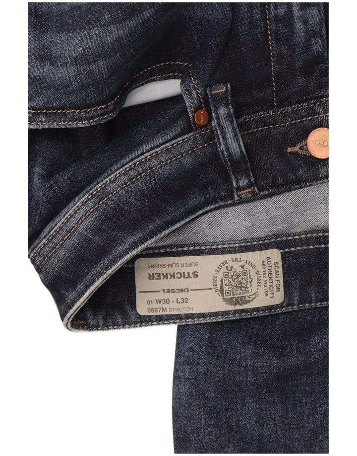 DIESEL Ženske Stickker Super Slim uske traperice W30 L30 Mornarsko plavi pamuk