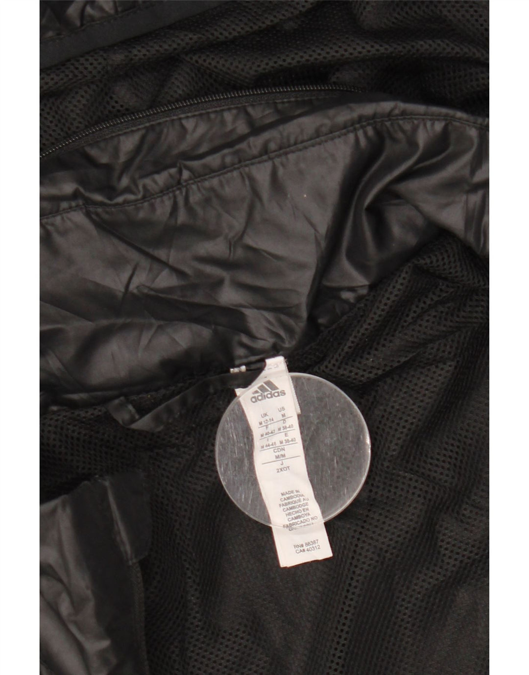 ADIDAS Ženska kišna jakna s kapuljačom s grafičkim motivima UK 12/14 Srednje crni poliester