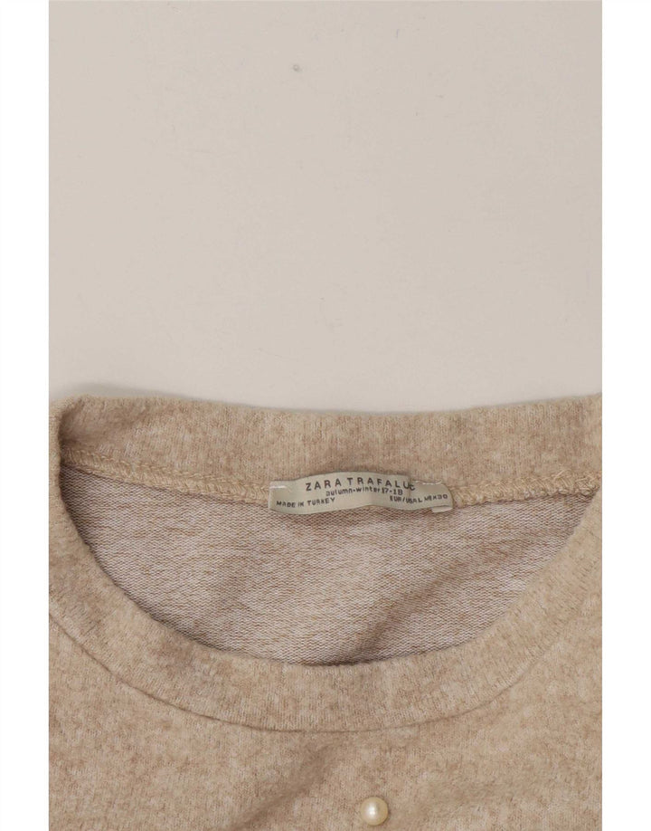 Zara ženska prevelika majica kratkih rukava UK 16 Large Beige Spotted