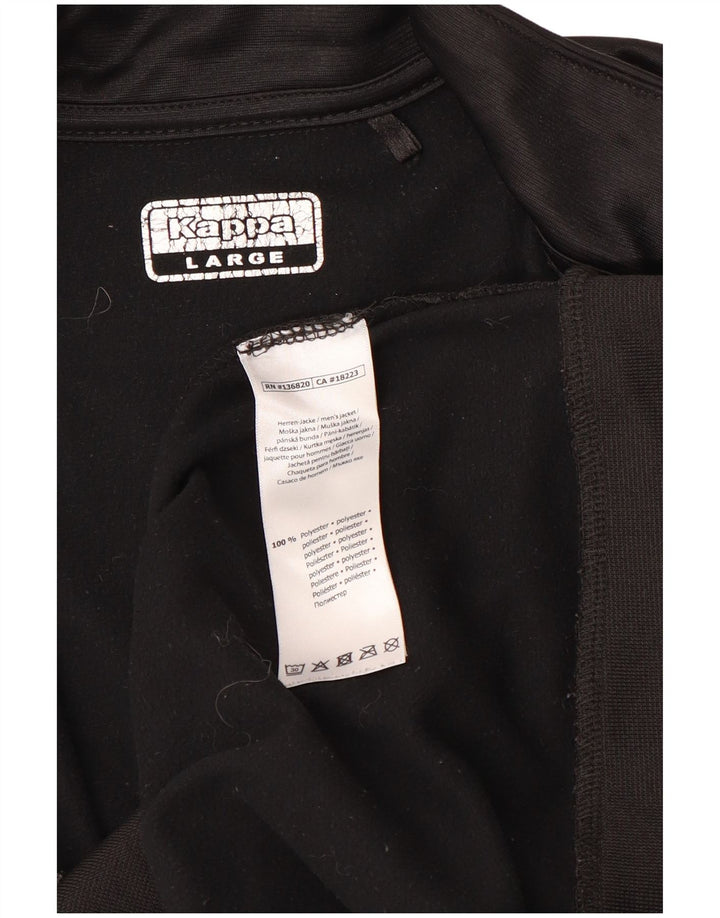 Kappa muška trenirka s grafičkim motivima, velika sportska jakna od crnog poliestera