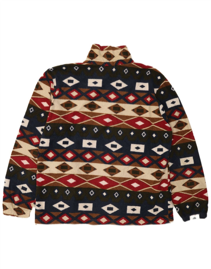 VINTAGE ženska prevelika jakna od flisa UK 16 Veliki višebojni geometrijski