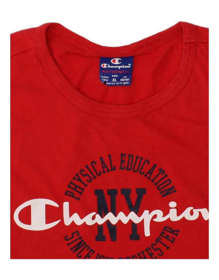 CHAMPION Boys Graphic Vest Top 13-14 Years XL Red Vintage Champion and Second-Hand Champion from Messina Hembry 