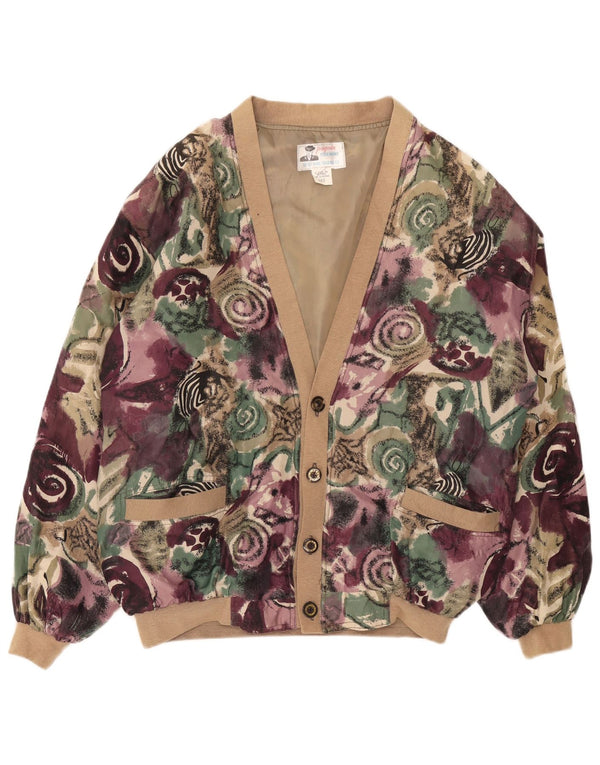 Vintage muška bomber jakna UK 44 2XL ljubičasta cvjetna svila