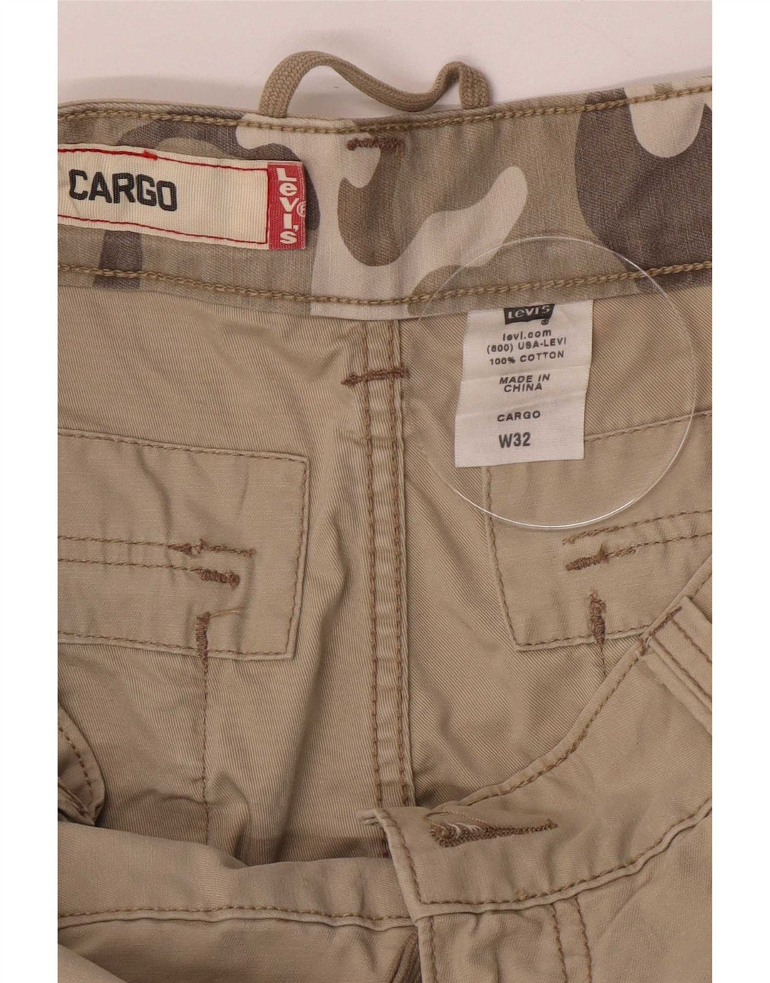 Levi's muške kargo kratke hlače srednje veličine W32, kaki pamuk
