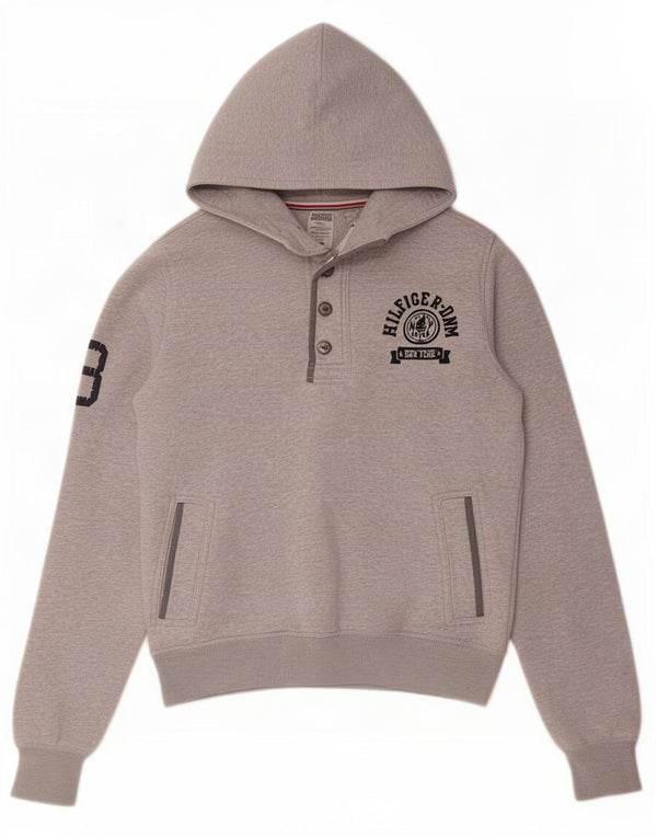 Tommy Hilfiger muška majica s kapuljačom s dugmadima i ovratnikom, malene sive mrlje
