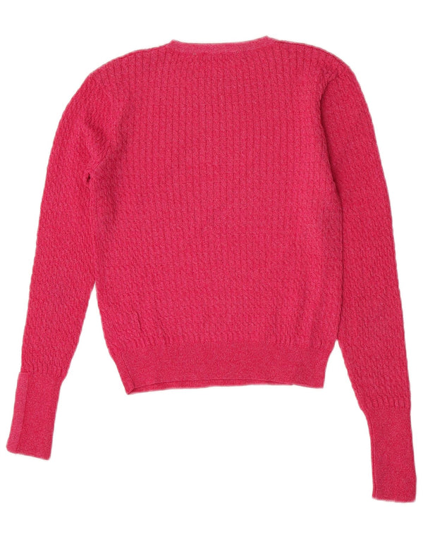 Zara ženski pulover s kratkim izrezom UK 12 srednje ružičasta viskoza